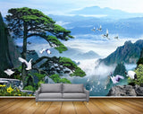 Avikalp MWZ2477 Mountains Birds Trees Cranes Flowers Clouds HD Wallpaper