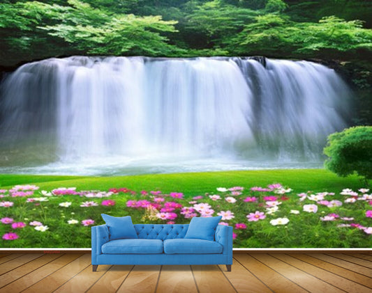 Avikalp MWZ2484 Trees Waterfalls Flowers Grass Pond River Lake Water HD Wallpaper