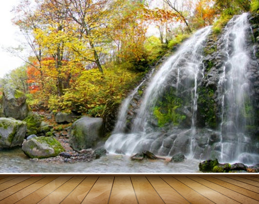 Avikalp MWZ2515 Waterfalls Trees Stones Leaves Pond River Lake Water HD Wallpaper