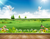 Avikalp MWZ2572 Trees Birds Flowers Clouds Butterflies Grass Plants Sun HD Wallpaper