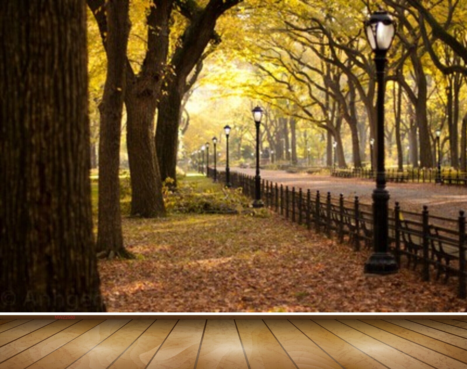 Avikalp MWZ2580 Trees Leaves Lamps Road Park HD Wallpaper