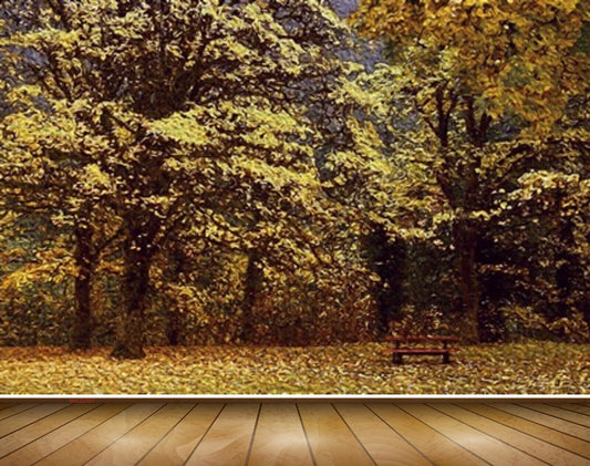 Avikalp MWZ2587 Trees Grass Leaves Bench HD Wallpaper