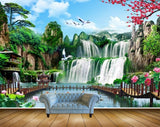 Avikalp MWZ2606 Birds Trees Flowers Waterfalls River Pond Water Mountains Clouds Bridge Boat Fishes HD Wallpaper