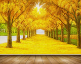 Avikalp MWZ2620 Trees Yellow Leaves Flowers Yellow Road HD Wallpaper