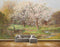 Avikalp MWZ2721 Trees Yellow White Leaves Grass House Hen Cock Birds Pond Water Painting HD Wallpaper