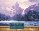 Avikalp MWZ2771 Sky Clouds Trees Purple Mountains Snow River Pond Water Painting HD Wallpaper