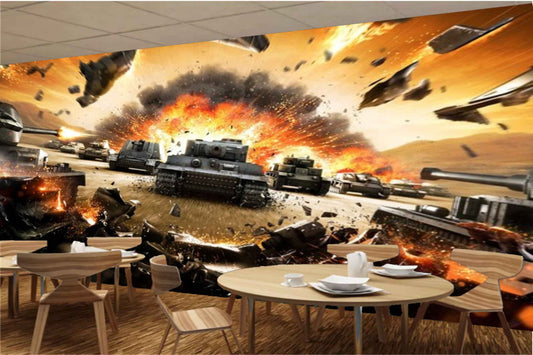 Avikalp MWZ2970 Black Tank Explosion HD Wallpaper for Cafe Restaurant