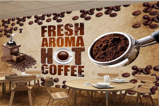 Avikalp MWZ2982 Coffee Beans Powder Cafe HD Wallpaper for Cafe Restaurant