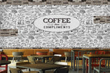 Avikalp MWZ2993 Coffee Doodle Art HD Wallpaper for Cafe Restaurant