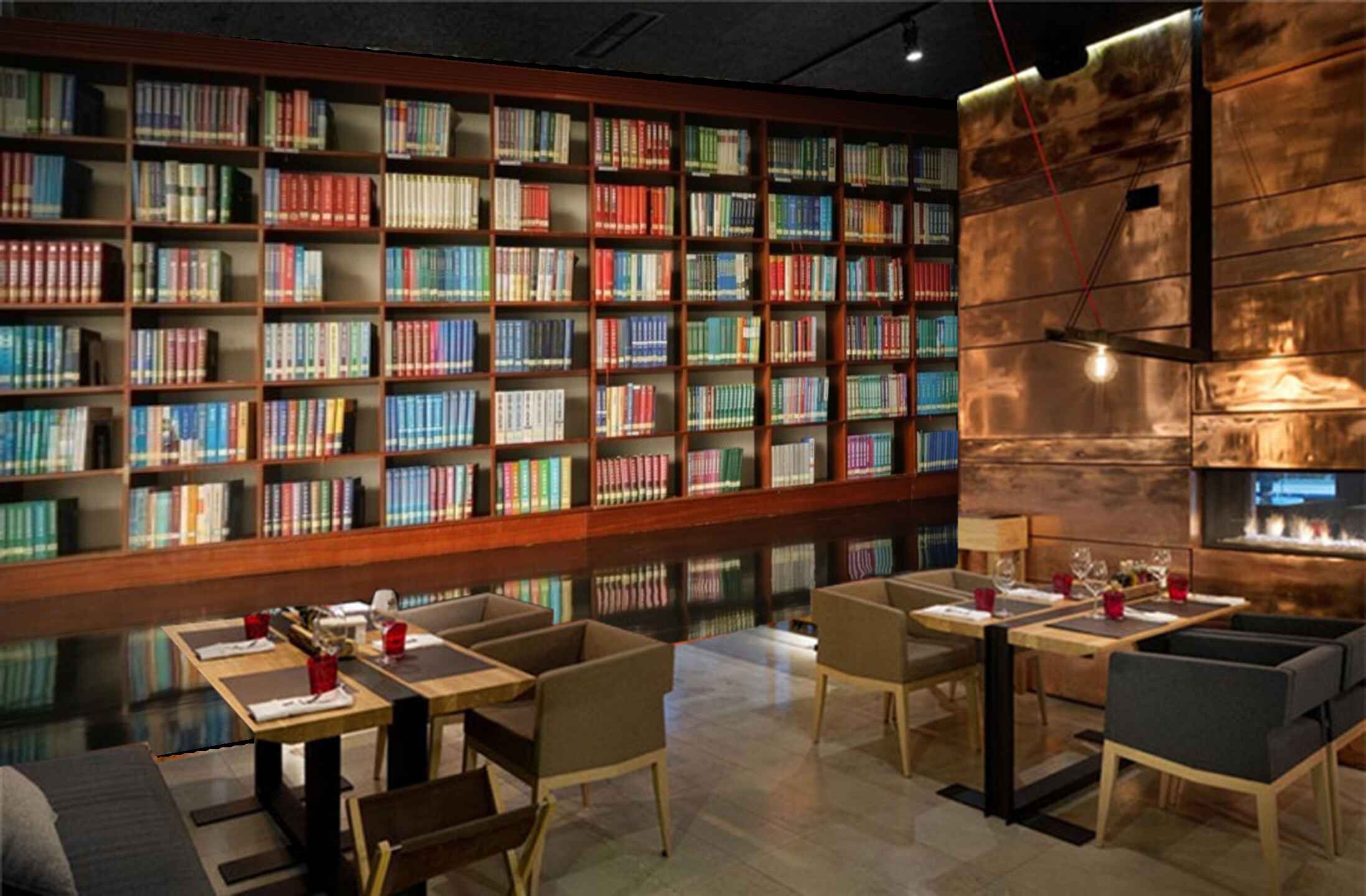 Avikalp MWZ2998 Library Books Shelves HD Wallpaper for Cafe Restaurant