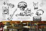 Avikalp MWZ3006 Music Guitar Headphones Skull HD Wallpaper for Cafe Restaurant