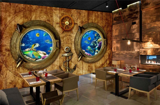 Avikalp MWZ3014 Arrow Chakra Fishes Stones HD Wallpaper for Cafe Restaurant