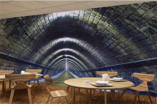 Avikalp MWZ3027 Tunnel Stones Road Lightings HD Wallpaper for Cafe Restaurant