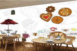 Avikalp MWZ3028 Chairs Umbrella Donuts Coffee Food HD Wallpaper for Cafe Restaurant