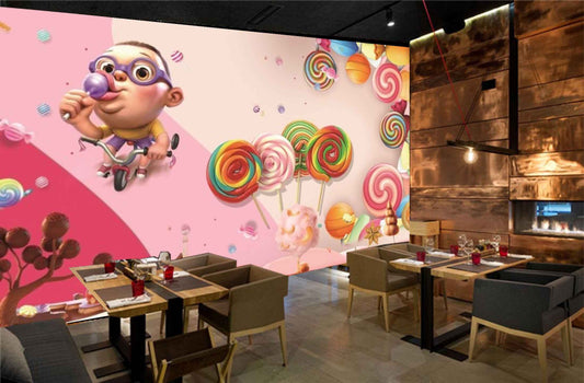 Avikalp MWZ3033 Lolli Pops Ice Creams Candies HD Wallpaper for Cafe Restaurant