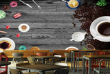 Avikalp MWZ3035 Cup Saucer Coffee Beans Donuts Candies HD Wallpaper for Cafe Restaurant