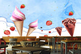 Avikalp MWZ3049 Ice Creams Cones Strawberries HD Wallpaper for Cafe Restaurant