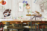 Avikalp MWZ3059 Lady Chair Coffee Flowers Leaves HD Wallpaper for Cafe Restaurant