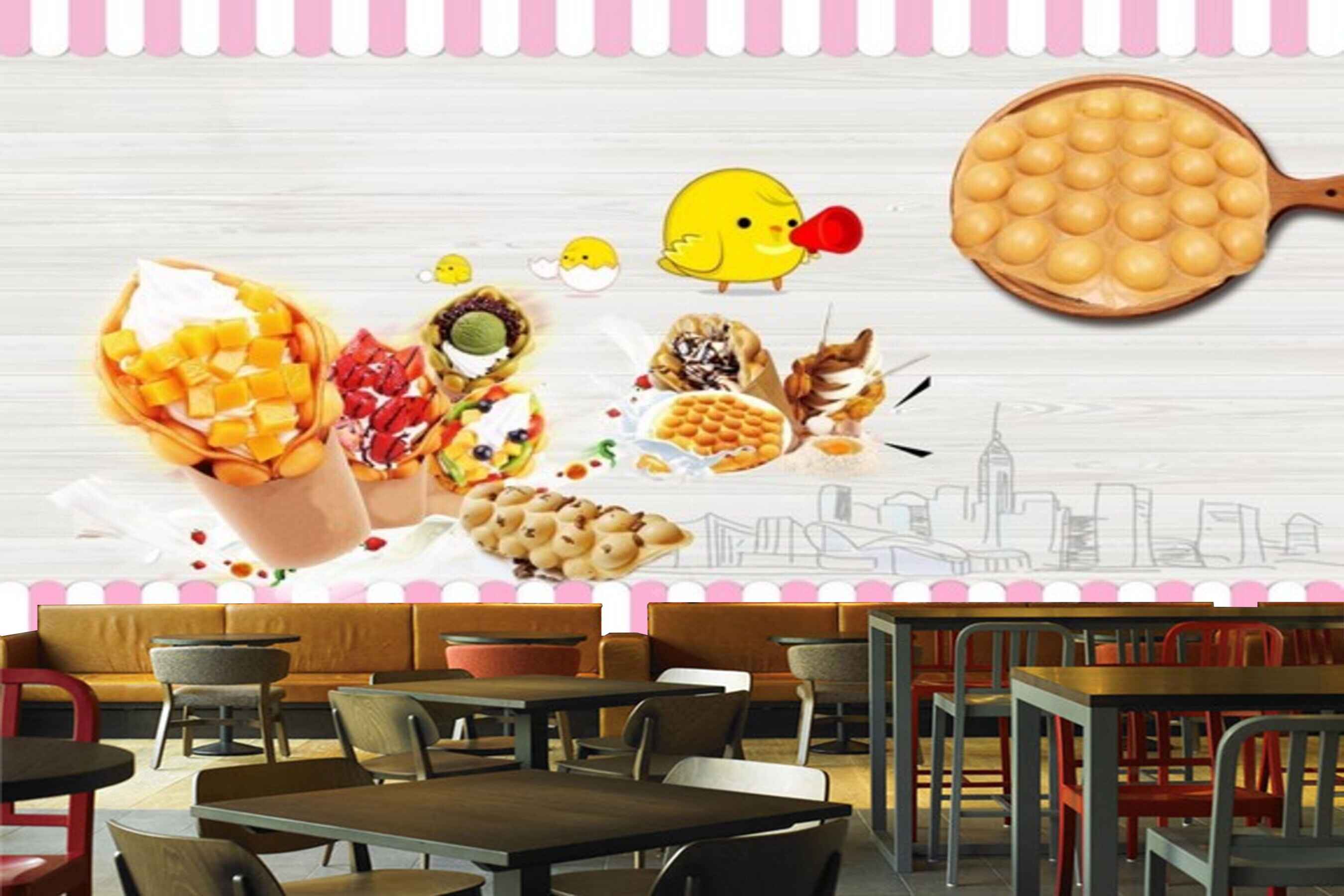 Avikalp MWZ3061 Chicks Eggs Food HD Wallpaper for Cafe Restaurant