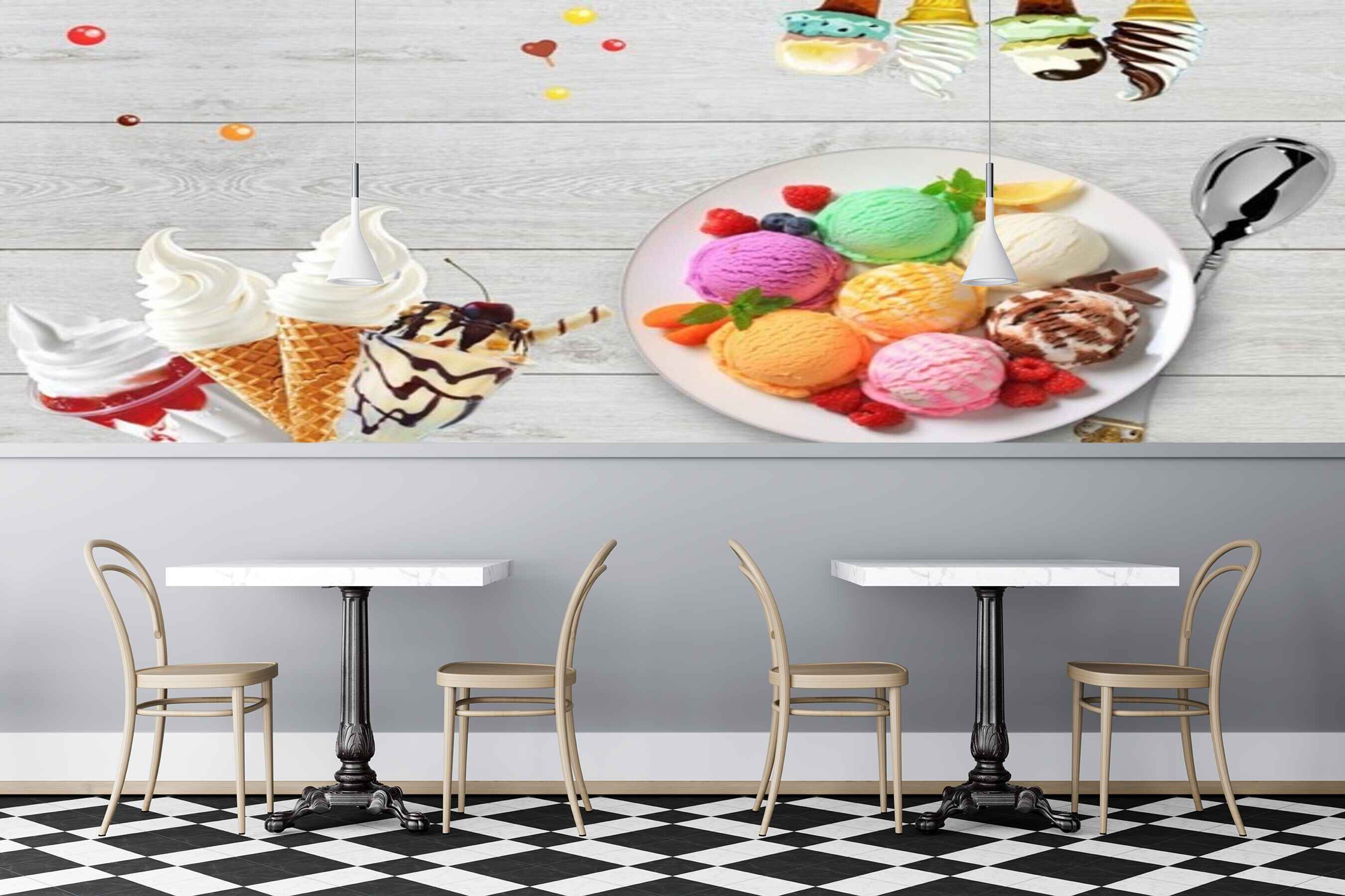 Avikalp MWZ3067 Scoops Ice Creams Spoon Candies HD Wallpaper for Cafe Restaurant