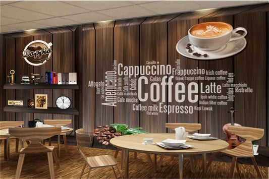 Avikalp MWZ3079 Coffee Beans Doppie Books Clock Guitar HD Wallpaper for Cafe Restaurant