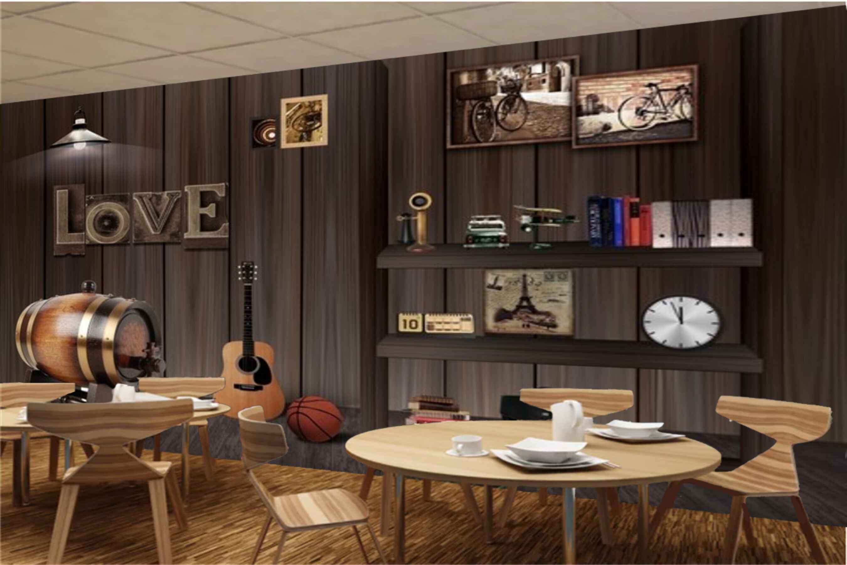 Avikalp MWZ3085 Love Musicc Instruments Guitar Ball Books Clock HD Wallpaper for Cafe Restaurant