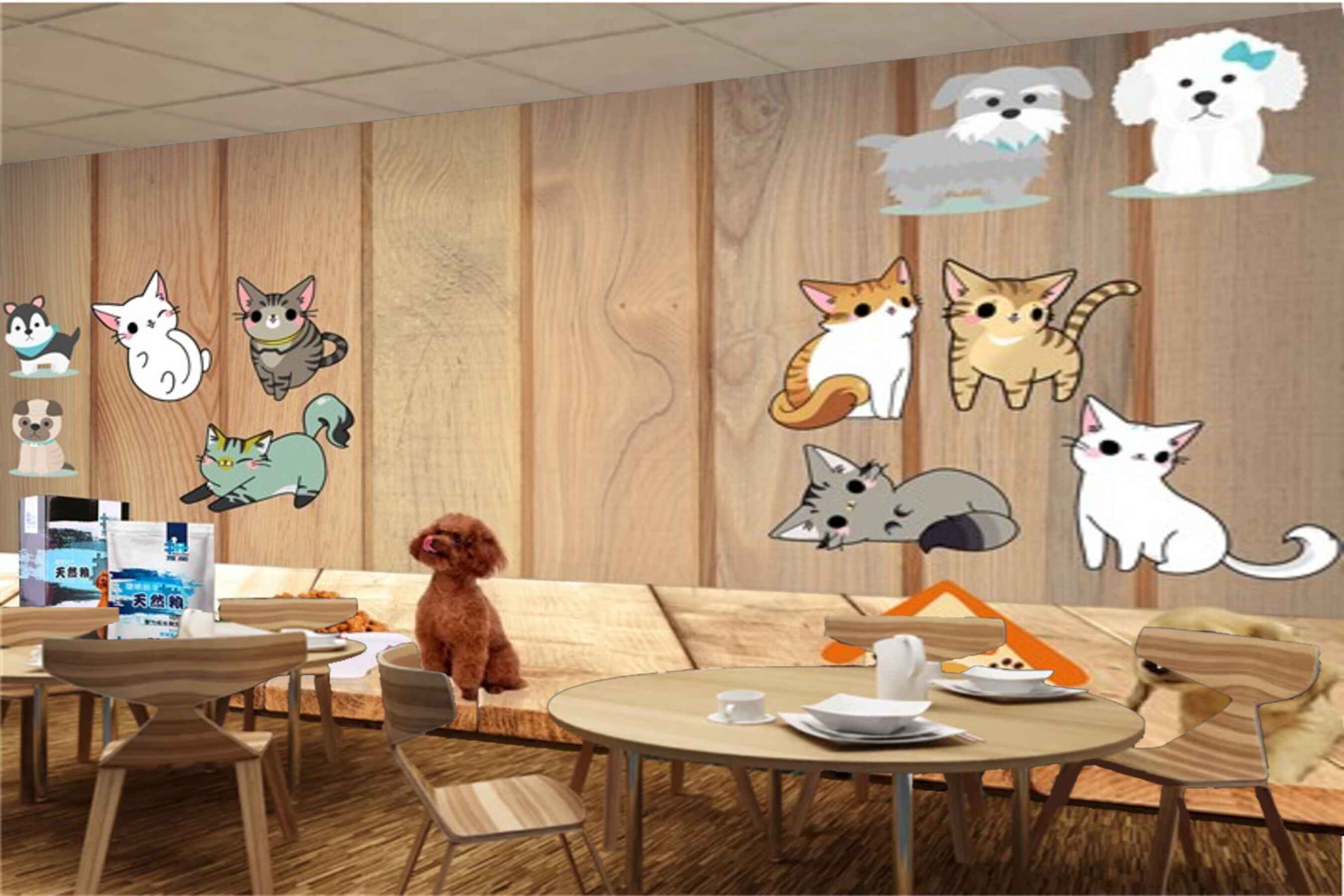 Avikalp MWZ3121 Pets Cats Kennel Food Pedigree HD Wallpaper for Cafe Restaurant