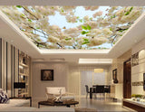 Avikalp MWZ3194 White Rose Flowers Branches HD Wallpaper for Ceiling