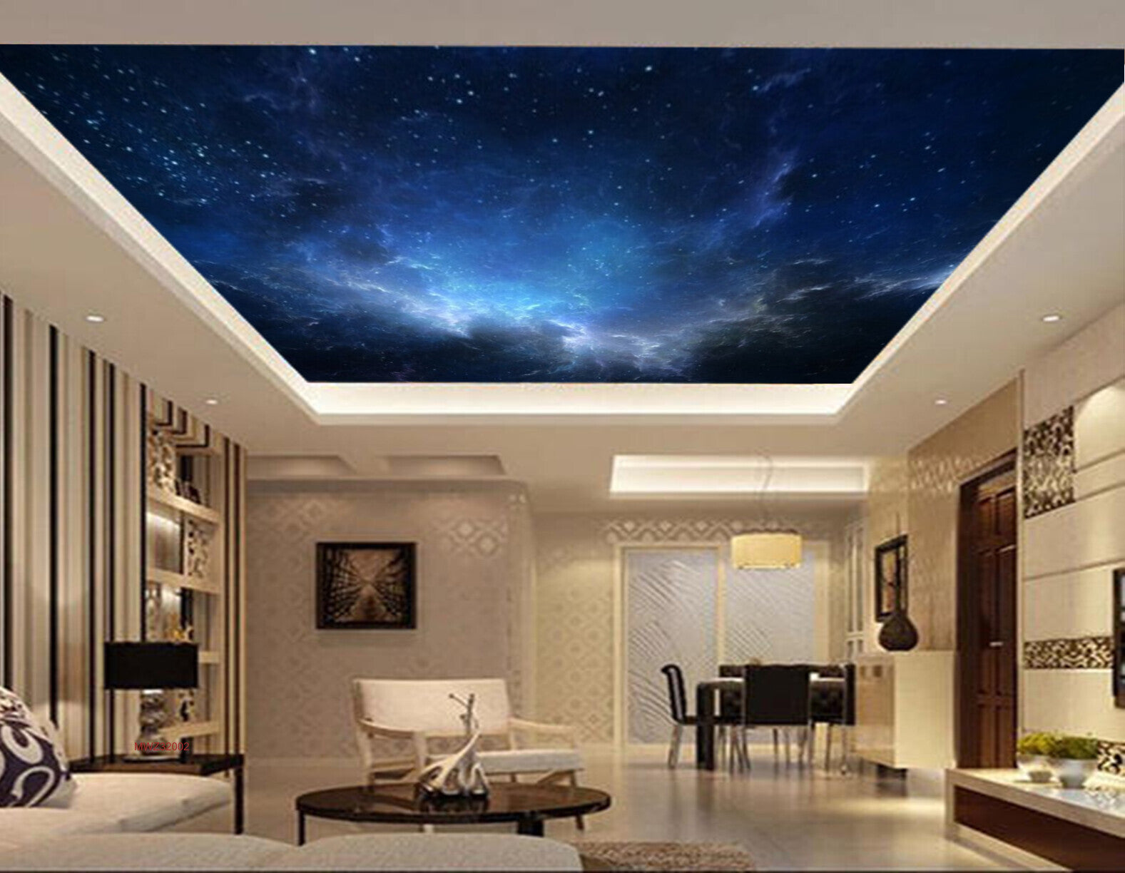 Avikalp MWZ3200 Blue Black Space Stars HD Wallpaper for Ceiling