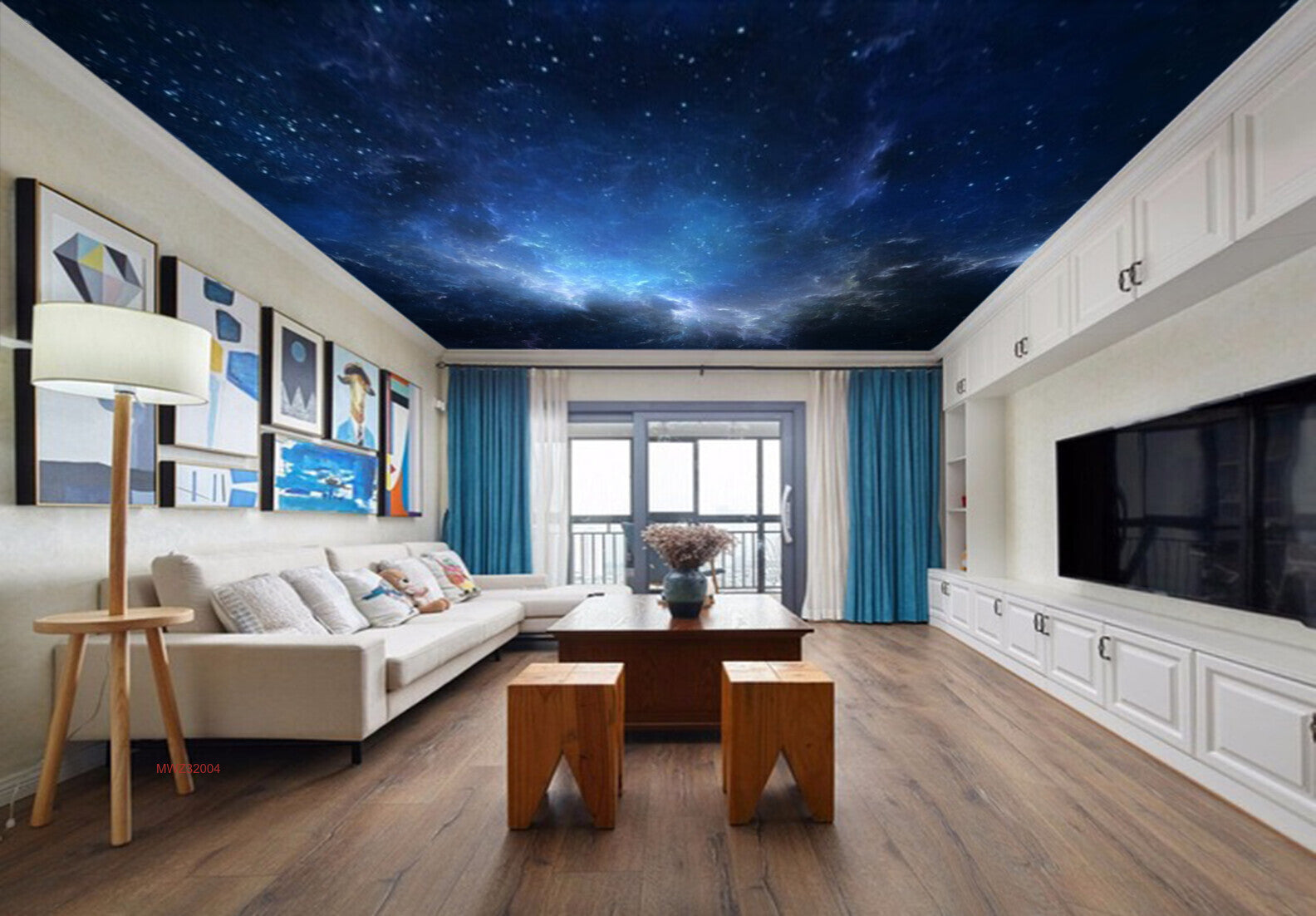 Avikalp MWZ3200 Blue Black Space Stars HD Wallpaper for Ceiling