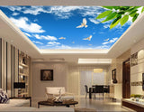 Avikalp MWZ3203 Sky Clouds Birds Leaves HD Wallpaper for Ceiling