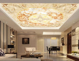 Avikalp MWZ3207 Orange White Floral Designs HD Wallpaper for Ceiling