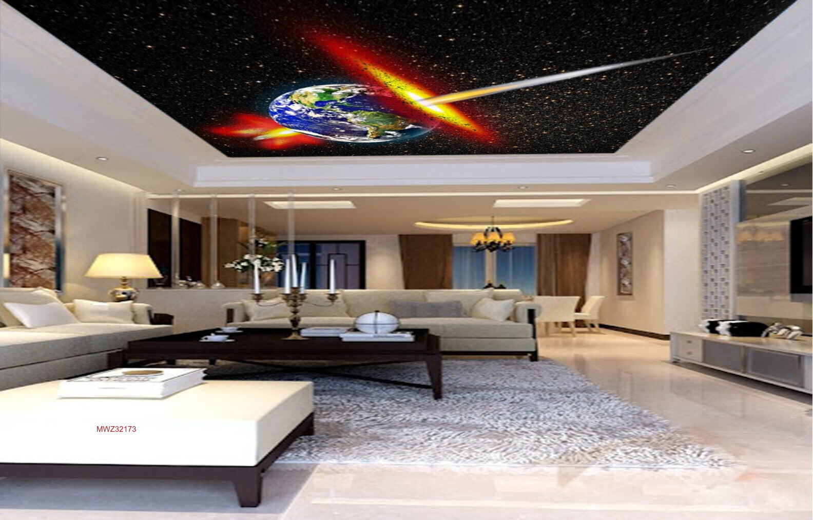 Avikalp MWZ3217 Earth Globe Stars Sun HD Wallpaper for Ceiling