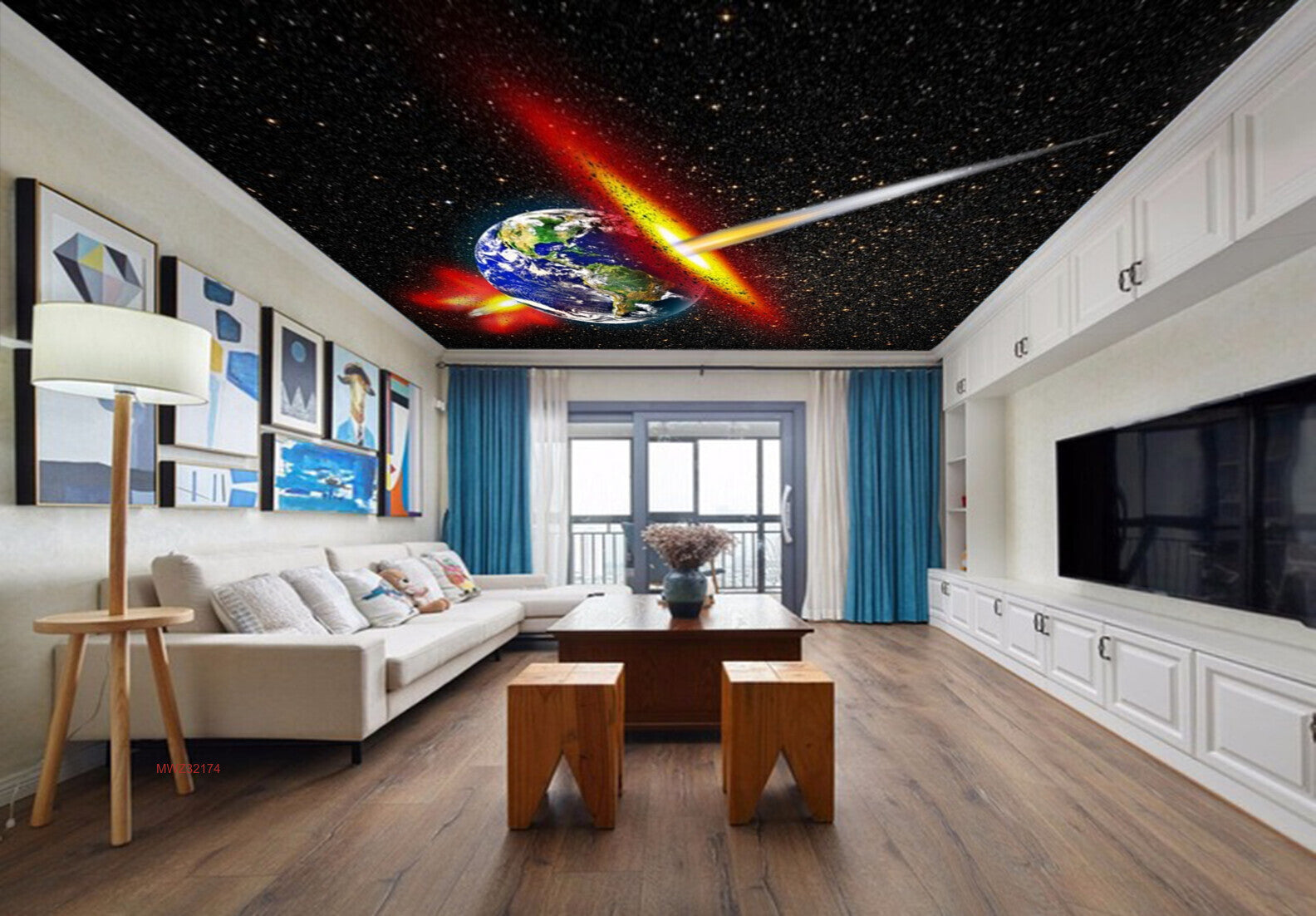 Avikalp MWZ3217 Earth Globe Stars Sun HD Wallpaper for Ceiling