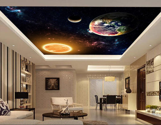 Avikalp MWZ3219 Sun Moon Earth Stars HD Wallpaper for Ceiling