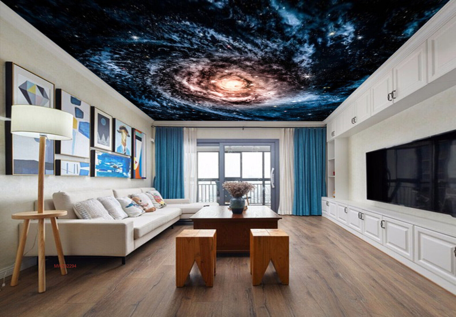 Avikalp MWZ3229 Sun Blue Galaxy HD Wallpaper for Ceiling