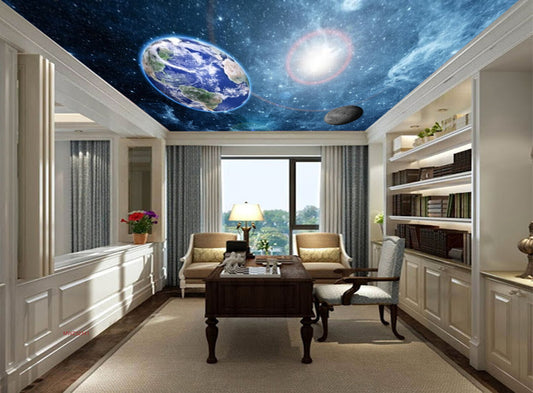 Avikalp MWZ3234 Space Stars Earth Moon Sun HD Wallpaper for Ceiling