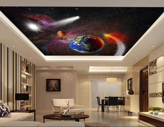 Avikalp MWZ3237 Earth Solar System Galaxy Sun Moon HD Wallpaper for Ceiling