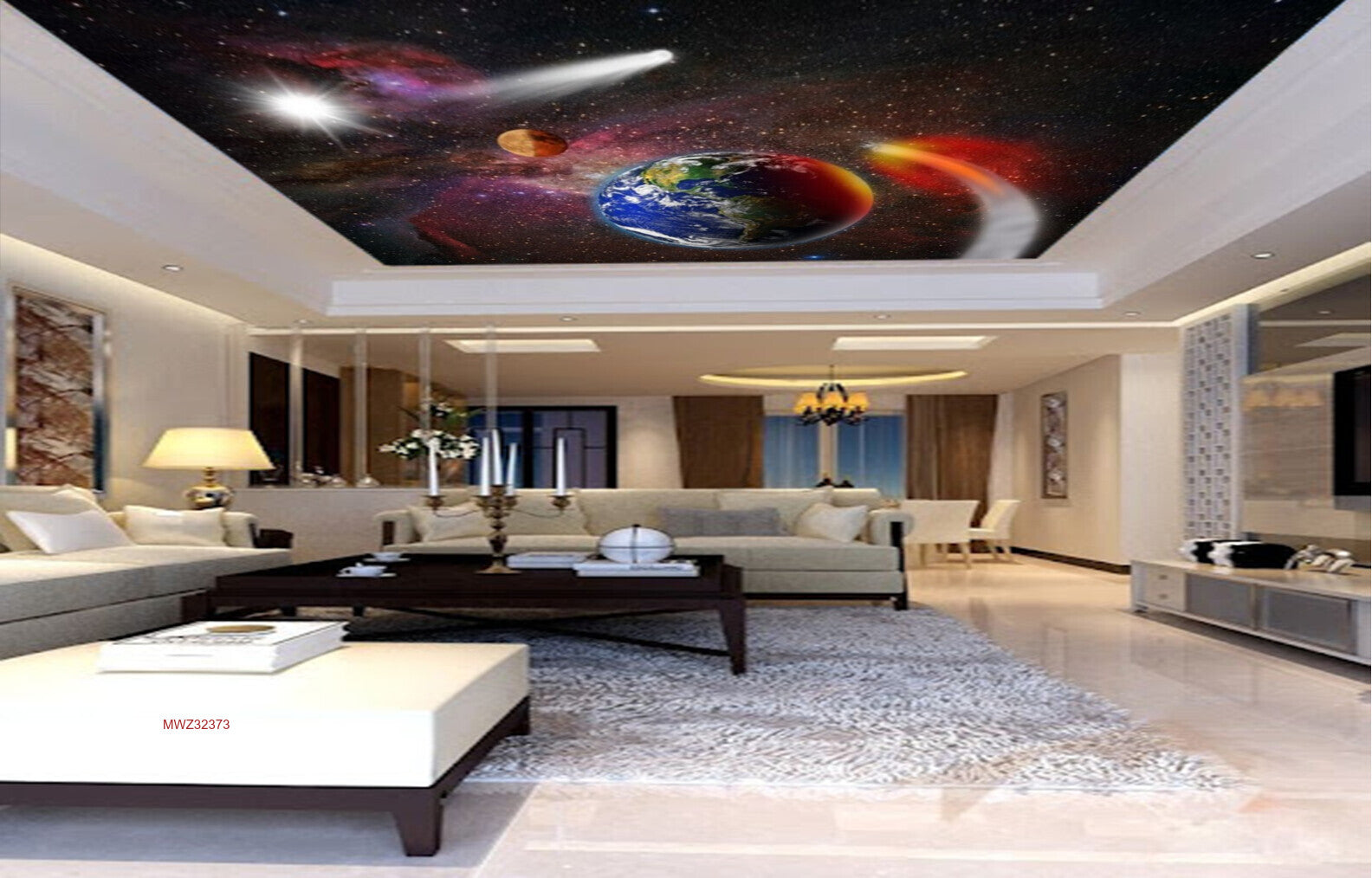 Avikalp MWZ3237 Earth Solar System Galaxy Sun Moon HD Wallpaper for Ceiling