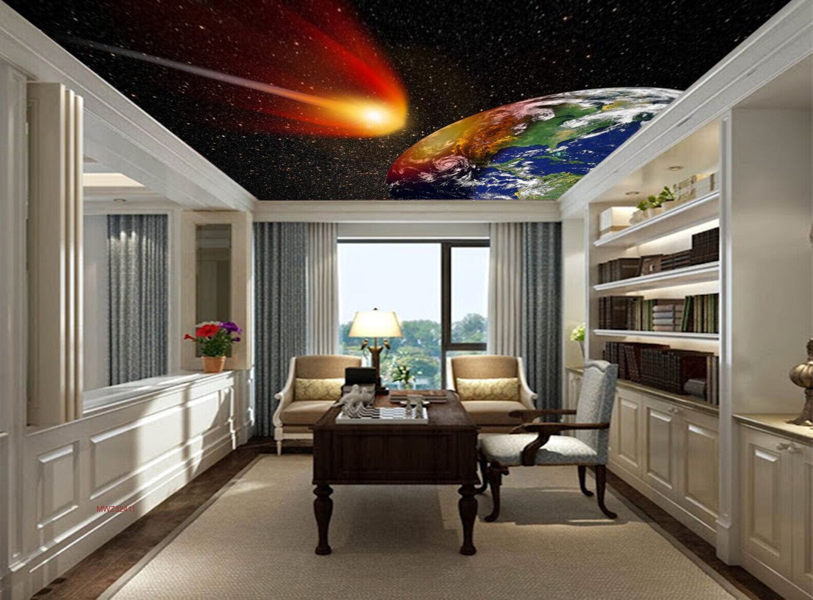 Avikalp MWZ3241 Earth Rocket Stars HD Wallpaper for Ceiling