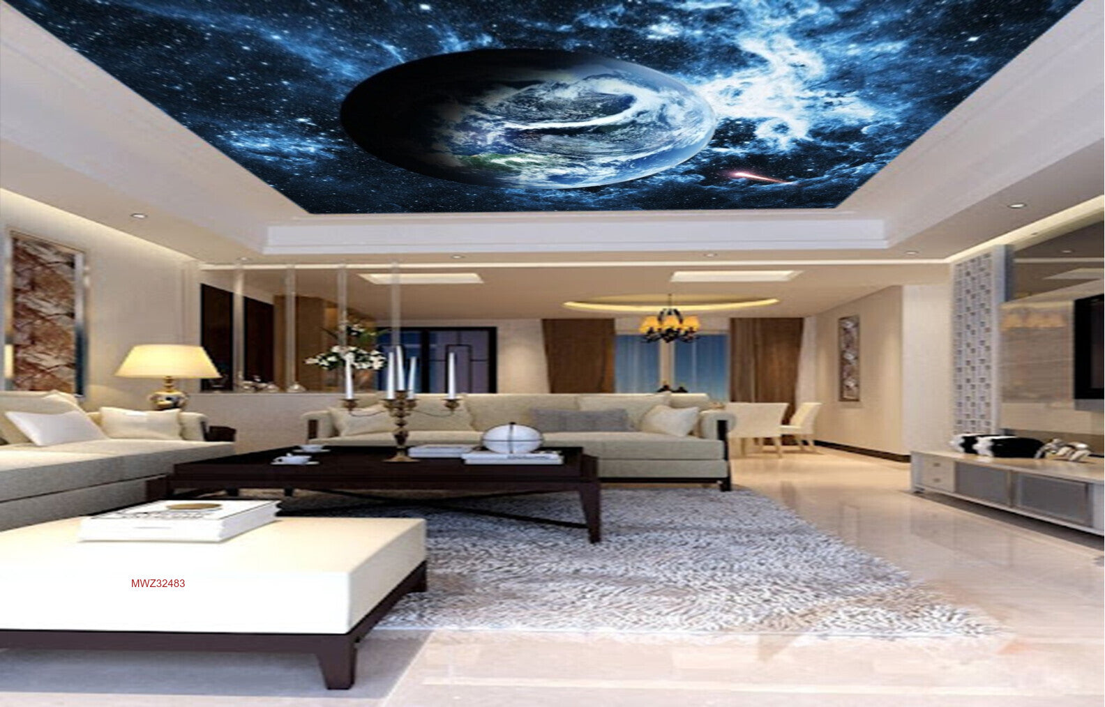 Avikalp MWZ3248 Global Planet Earth Stars HD Wallpaper for Ceiling