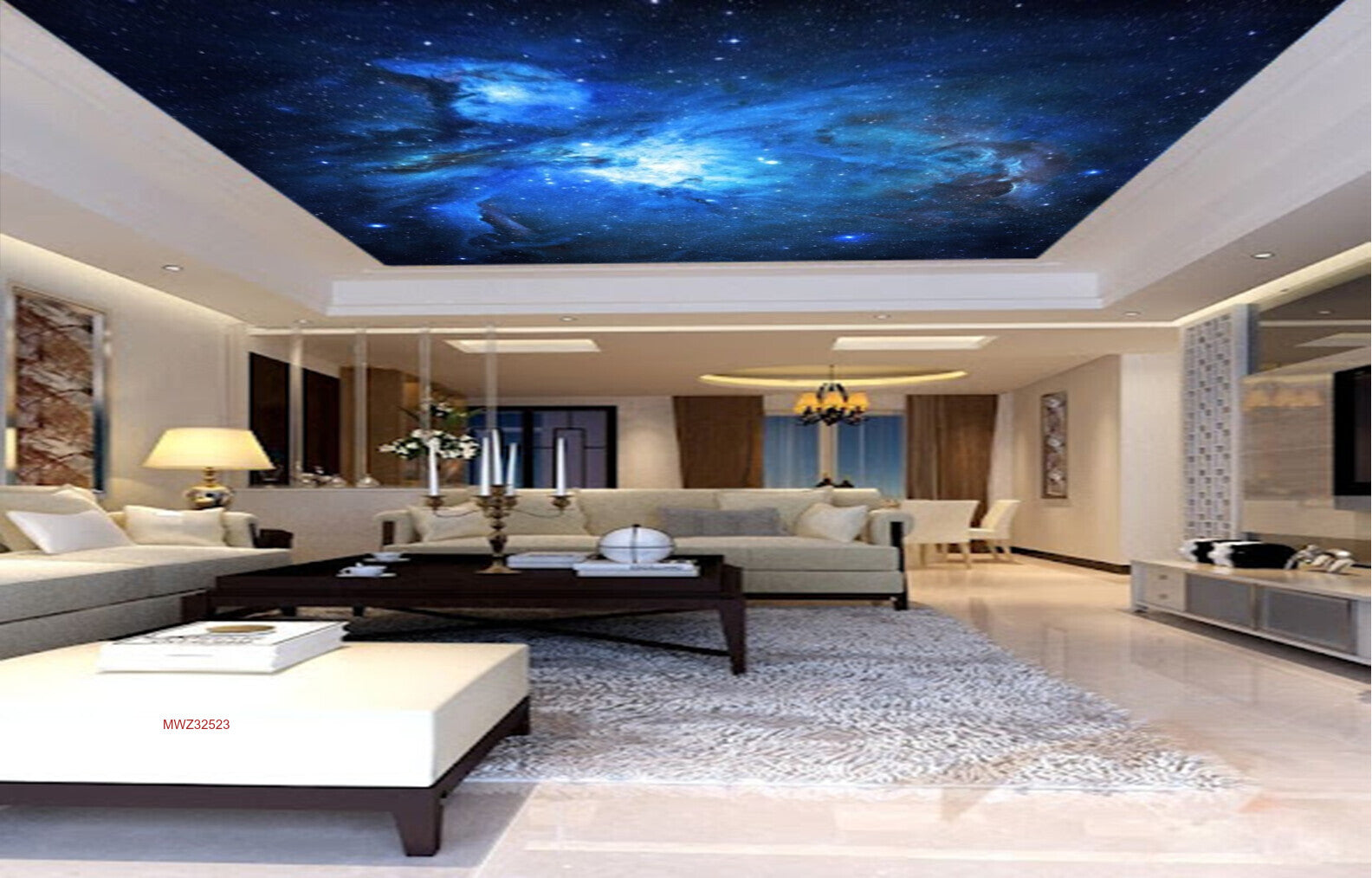 Avikalp MWZ3252 Blue Space Stars HD Wallpaper for Ceiling