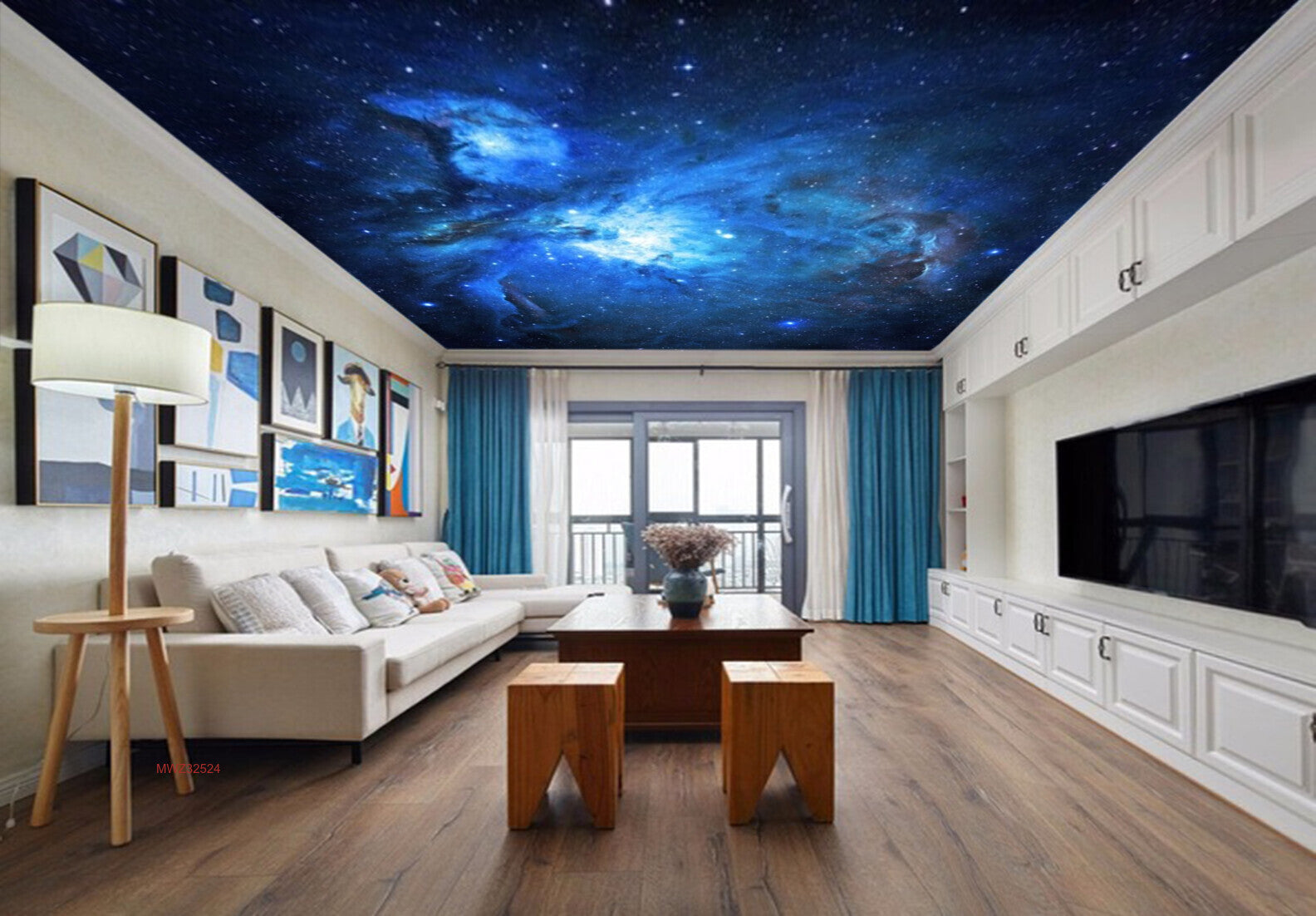 Avikalp MWZ3252 Blue Space Stars HD Wallpaper for Ceiling