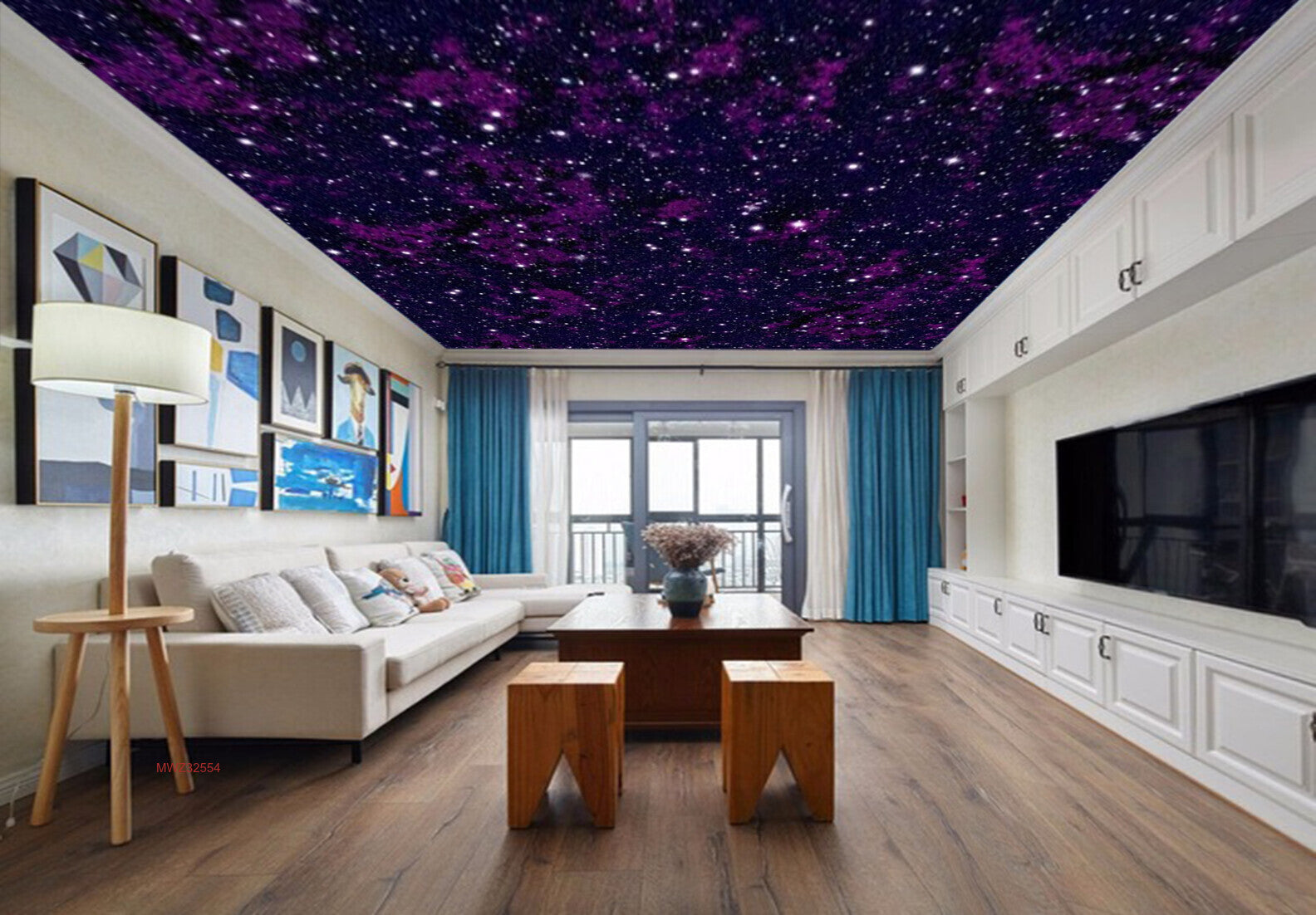 Avikalp MWZ3255 Purple Space Stars HD Wallpaper for Ceiling