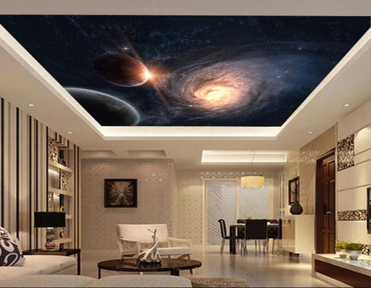 Avikalp MWZ3257 Solar System Earth Moon Sun HD Wallpaper for Ceiling