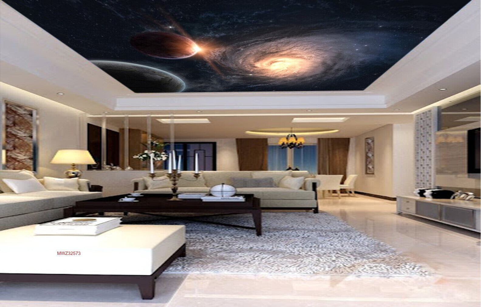 Avikalp MWZ3257 Solar System Earth Moon Sun HD Wallpaper for Ceiling