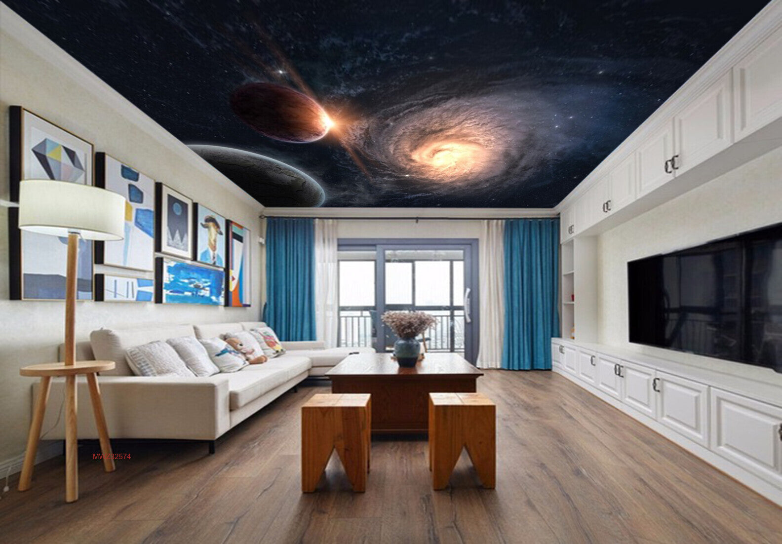 Avikalp MWZ3257 Solar System Earth Moon Sun HD Wallpaper for Ceiling