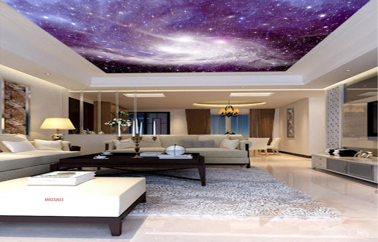 Avikalp MWZ3262 Purple Black Space Stars Moon HD Wallpaper for Ceiling