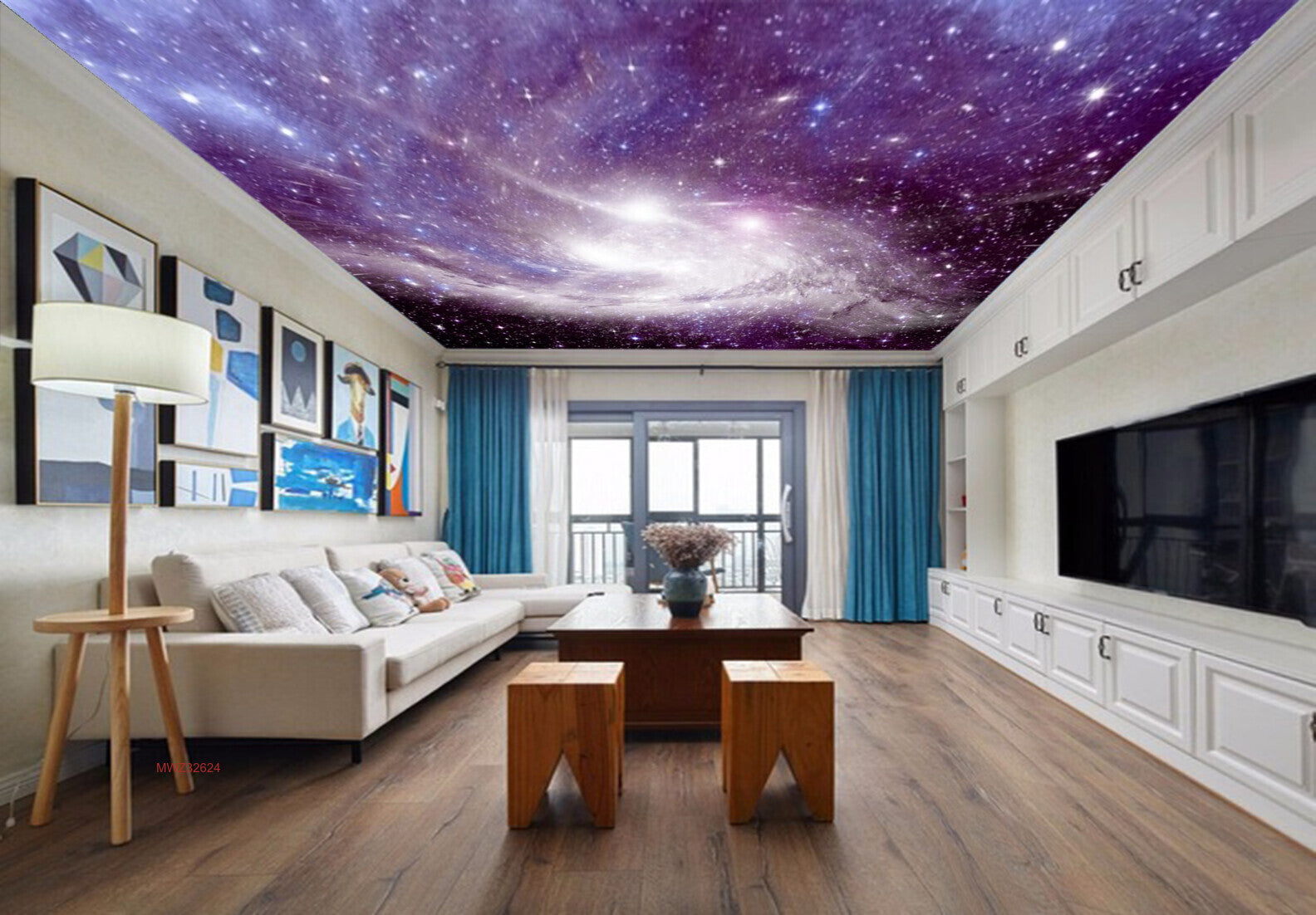 Avikalp MWZ3262 Purple Black Space Stars Moon HD Wallpaper for Ceiling