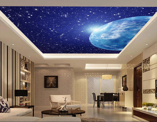 Avikalp MWZ3263 Earth Moon Space Stars HD Wallpaper for Ceiling